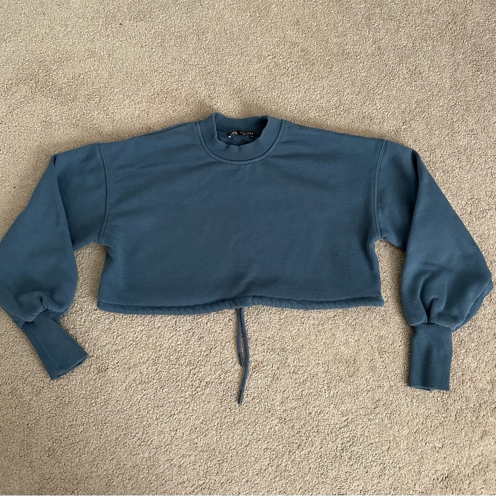 ZARA Cropped Pullover Crewneck with Adjustable Tie